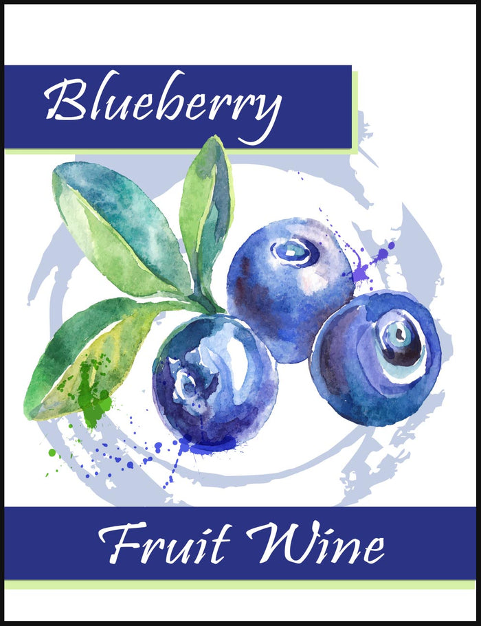 Blueberry Fruit Wine Labels - 30/Pack