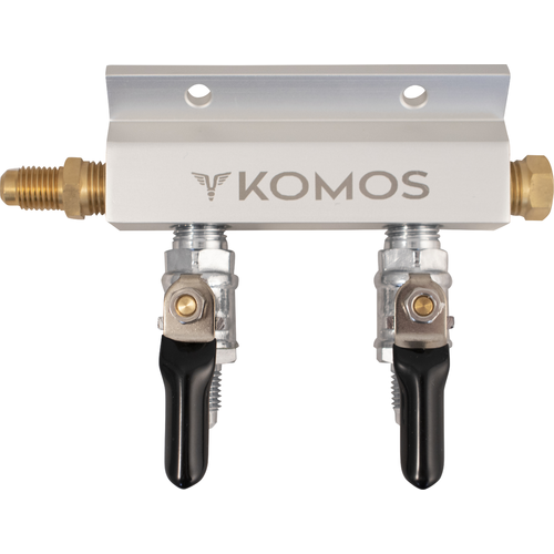 KOMOS® Aluminum 2-Way Gas Manifold - 1/4 in. Flare