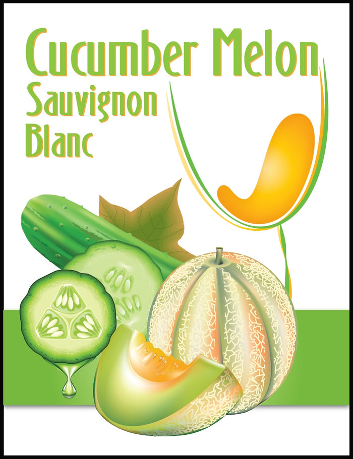Cucumber Melon Sauvignon Blanc Wine Labels - 30/Pack