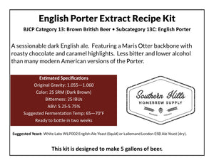English Porter 5 Gallon Extract Recipe Kit